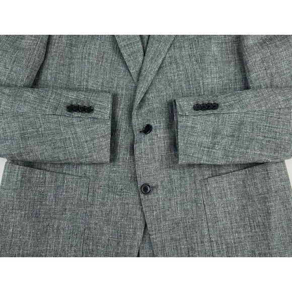Banana Republic Mens 44R Gray Slim Fit Linen 2 Button Sport Coat Blazer Jacket - Picture 7 of 12